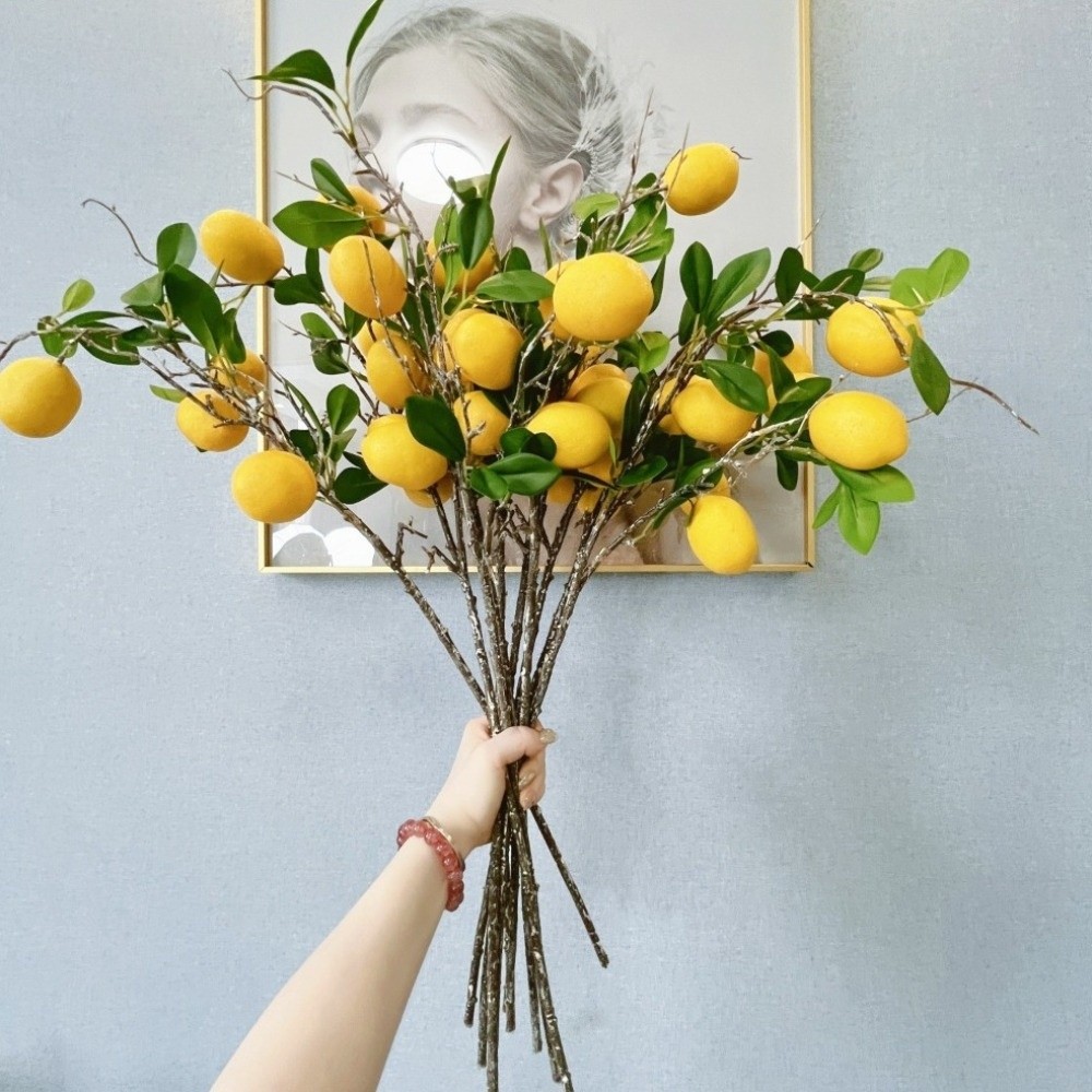 Quiet Luxury Lifestyle - Branche de citron artificielle à feuilles