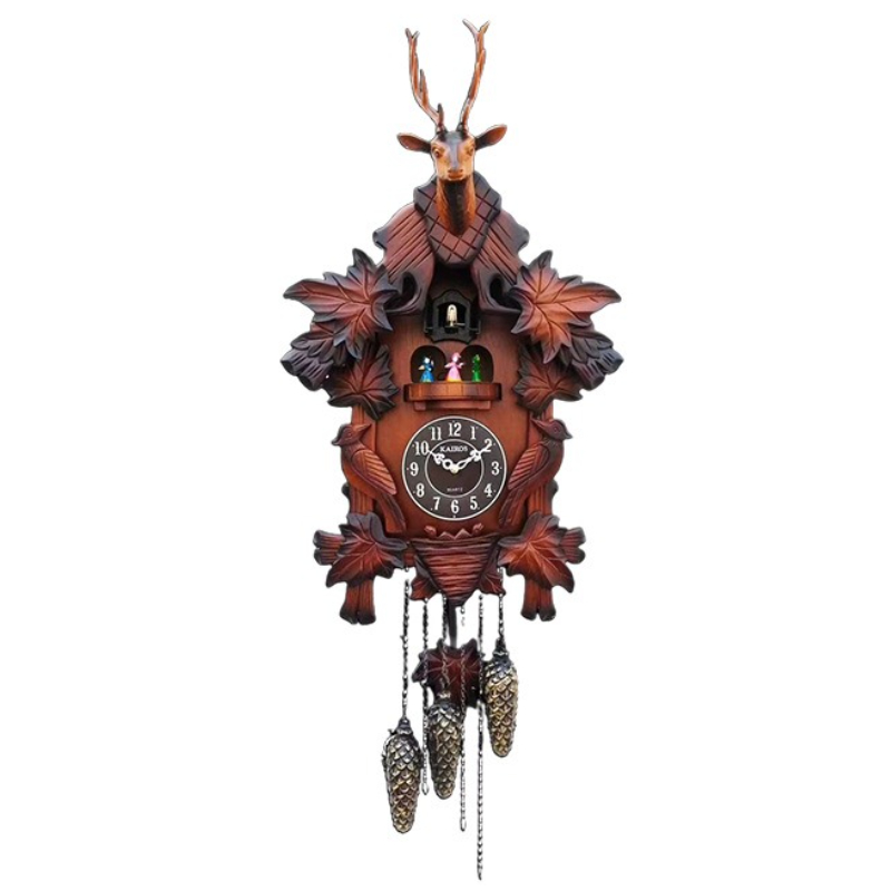 Luxury Lifestyle Us - Horloge murale coucou en bois massif,